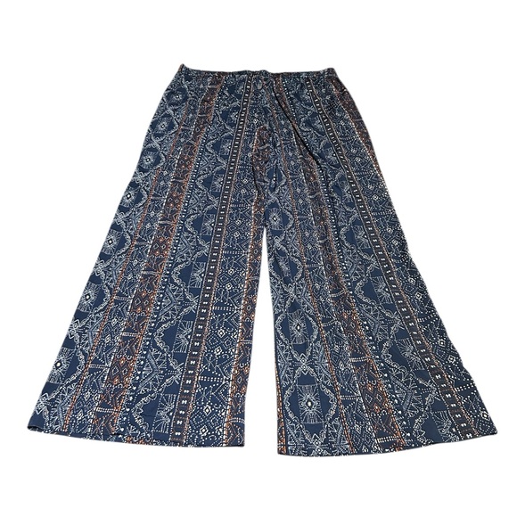 Kelly by Clinton Kelly Navy Blue Patterned Women's pull on Pants - Picture 4 of 5